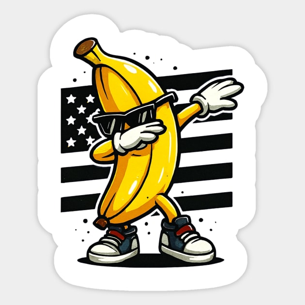 Dabbing Banana with Sunglasses Sticker by ArtistTee ⭐⭐⭐⭐⭐